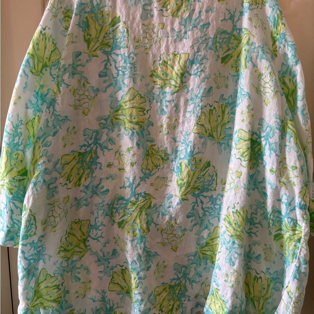 J. Jill Seafoam, Aqua & Lime Linen Tunic 3x - Picture 5 of 6